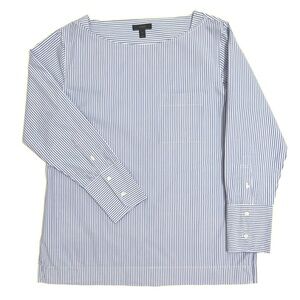 J. Crew Blue and White Stripe Cotton Boatneck Tunic Size 6